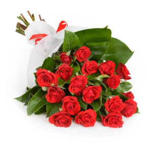 15 Red Roses Wrapped Love Bouquet