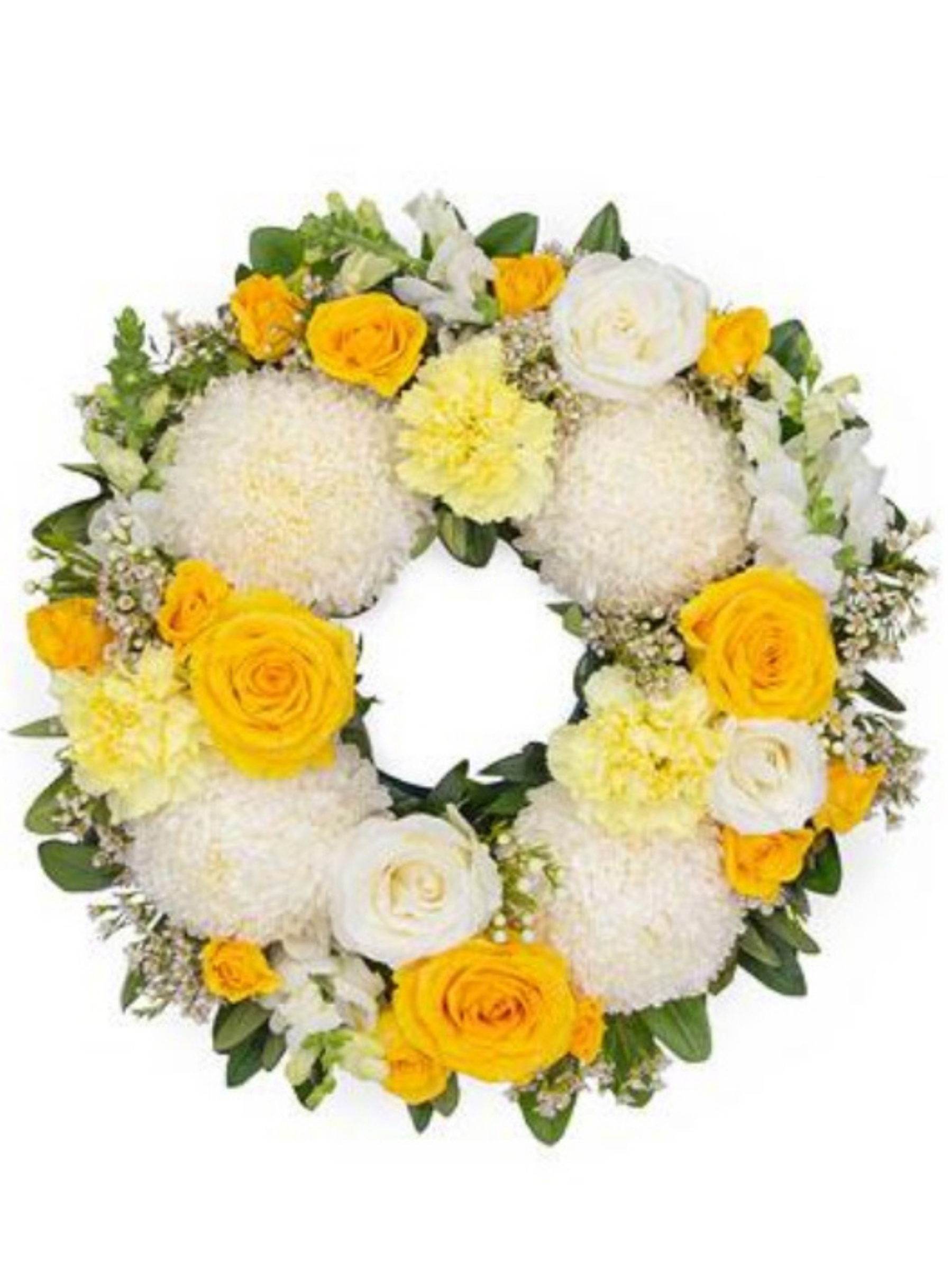 Yellow & White Mixed Flower Wreath 1 funeral