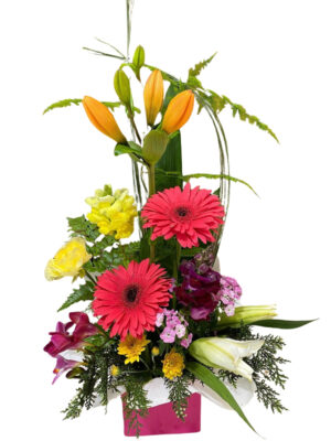 Hot Pink Gerbera & Lily Box Arrangement