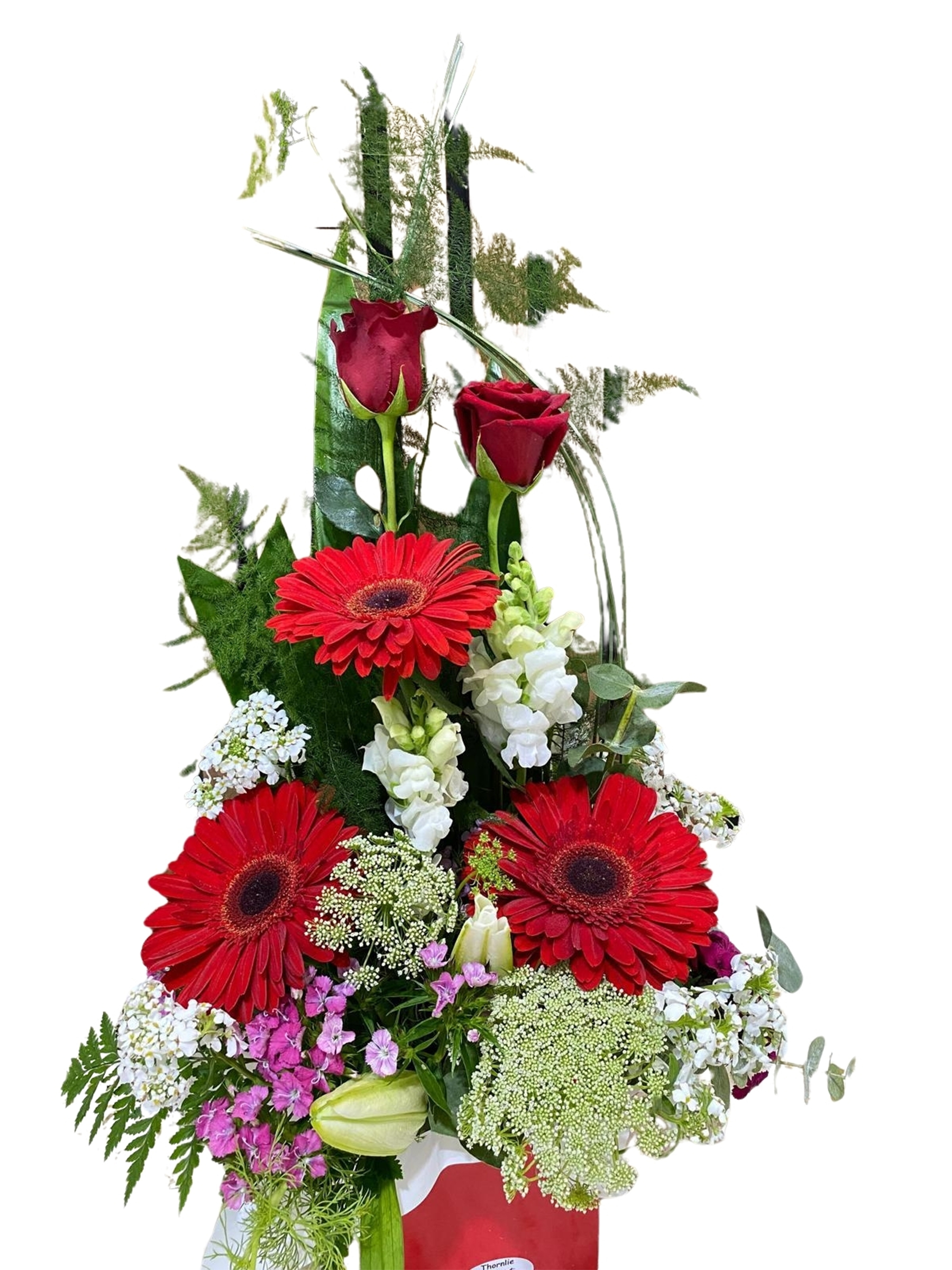 Classic Red Gerbera & Rose Floral Tower