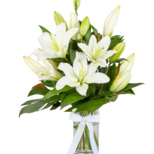 White Lily Vase Arrangement