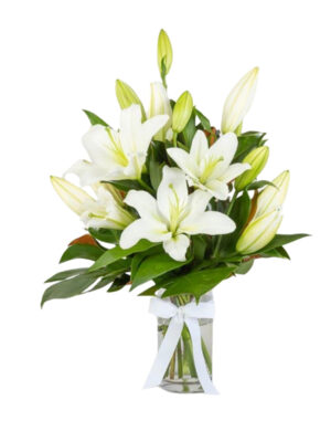 White Lily Vase Arrangement