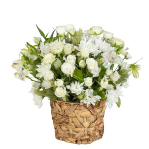 White Serenity Basket Arrangement